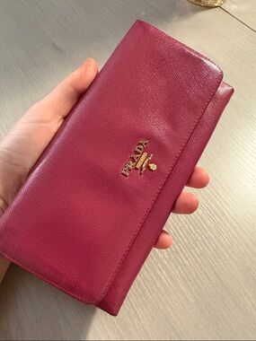 Prada Saffiano Leather Long Wallet - Raspberry